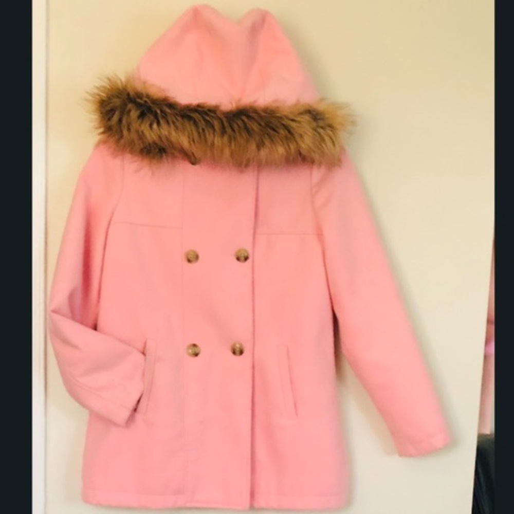 Cat & Jack Wool Faux Fur Hooded Coat